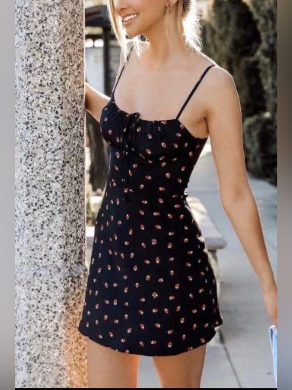 Madewell Pintuck Cami Dress Fresh Strawberries Black Size 8 Cottagecore
